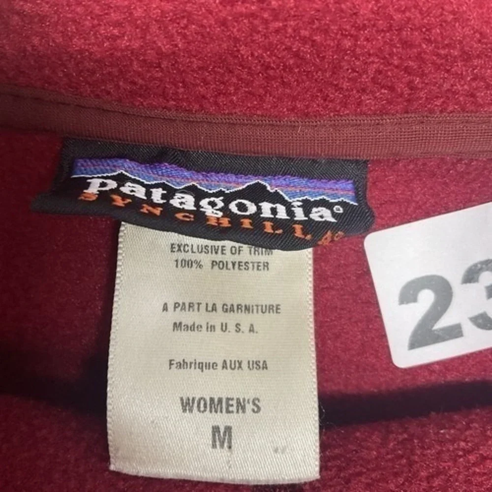 Patagonia Synchilla Raspberry FullZip MockNeck Fleece Jacket Sweater Women M USA